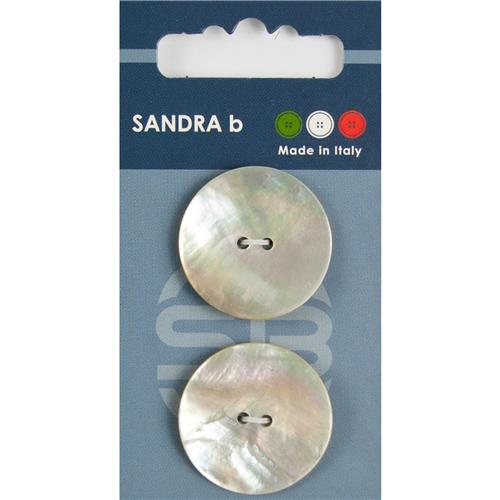 Sandra Perlmuttknöpfe Card 036 Ø 28mm 2 St. pro Karte weiß