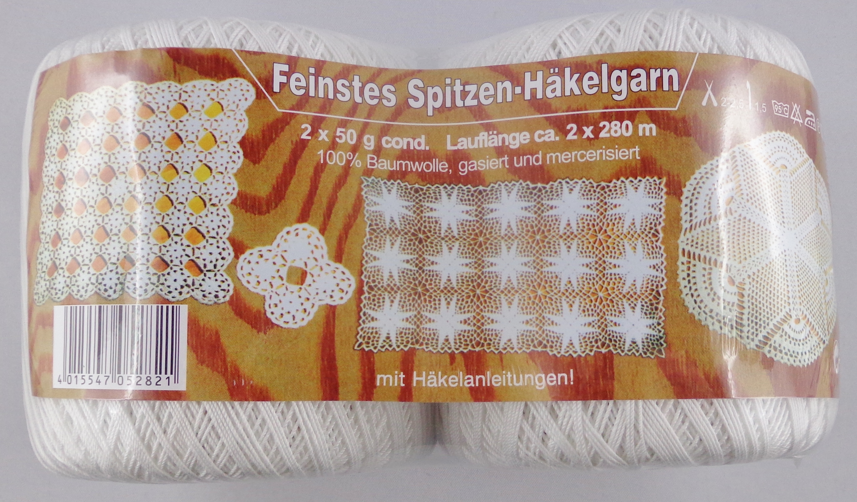 Zettl Feinstes Spitzen-Häkelgarn, 2 x 50g Filethäkelgarn