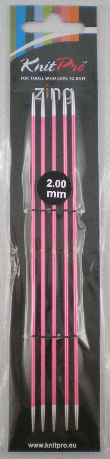 Knit Pro Zing Nadelspiel 20cm lang aus Aluminium in verschiedenen Stärken