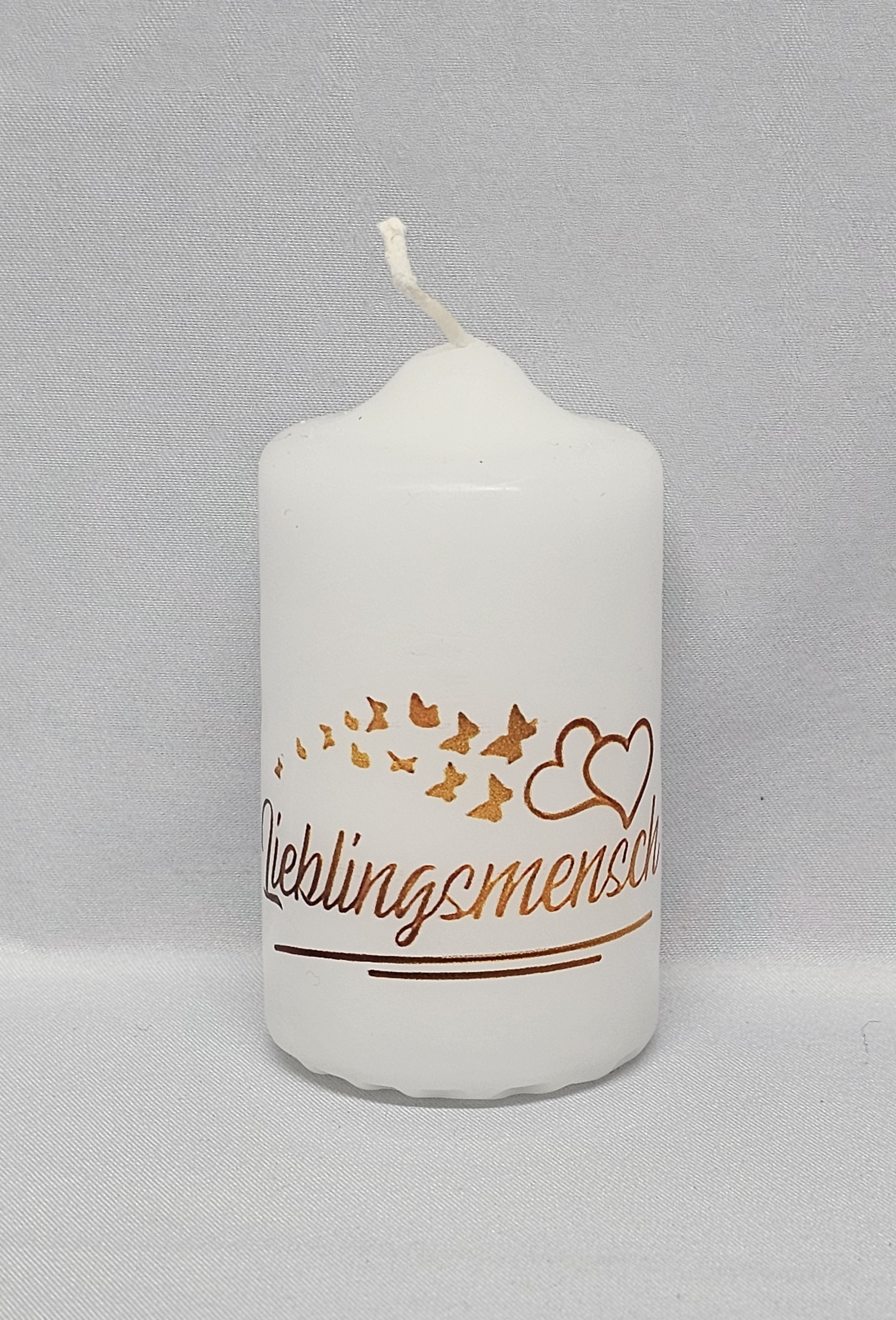 Kerze, Motiv (gold) "Lieblingsmensch"