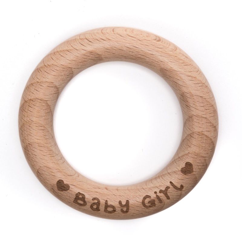Durable Beißring / Greifring Rund (Holz) mit Schriftzug und versch. Größen (020)