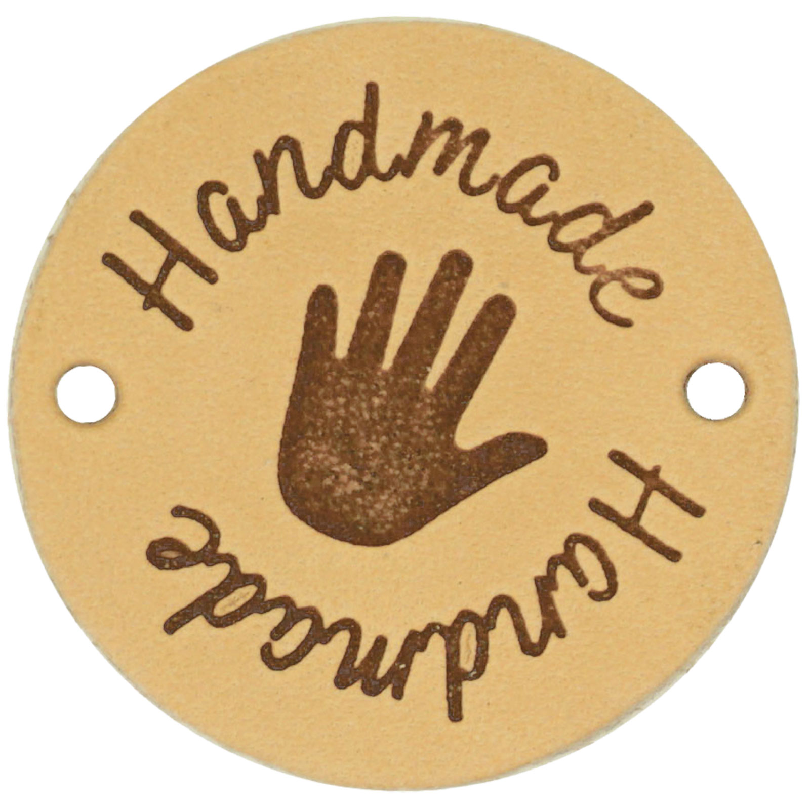 Durable "Handmade" Lederlabel rund / Ø ca. 3,5cm / 2-St.-Packung