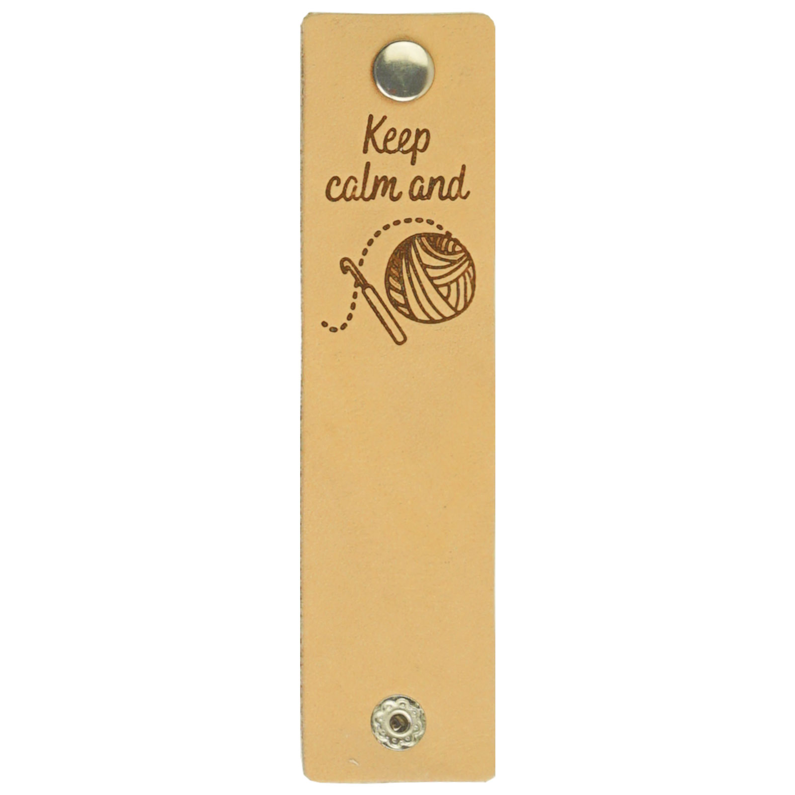 Durable "Keep calm and crochet" Lederlabel mit Druckknopf / 12 x 3cm / 2-St.-Packung