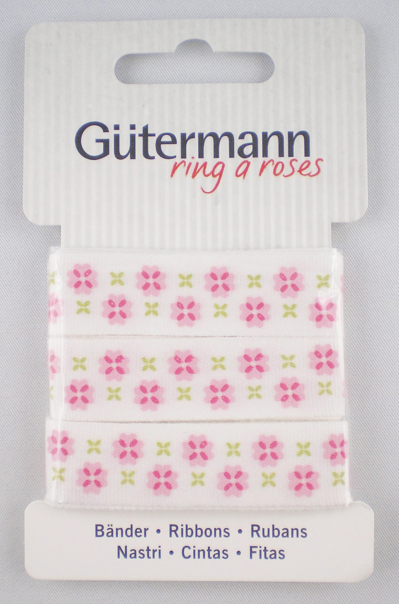 Bänder weiß mit Blümchen 650358 Col.372