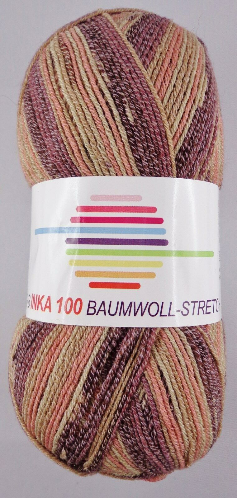 G-B Inka 100 Baumwoll-Stretch, 100g Sockenwolle 4-fach