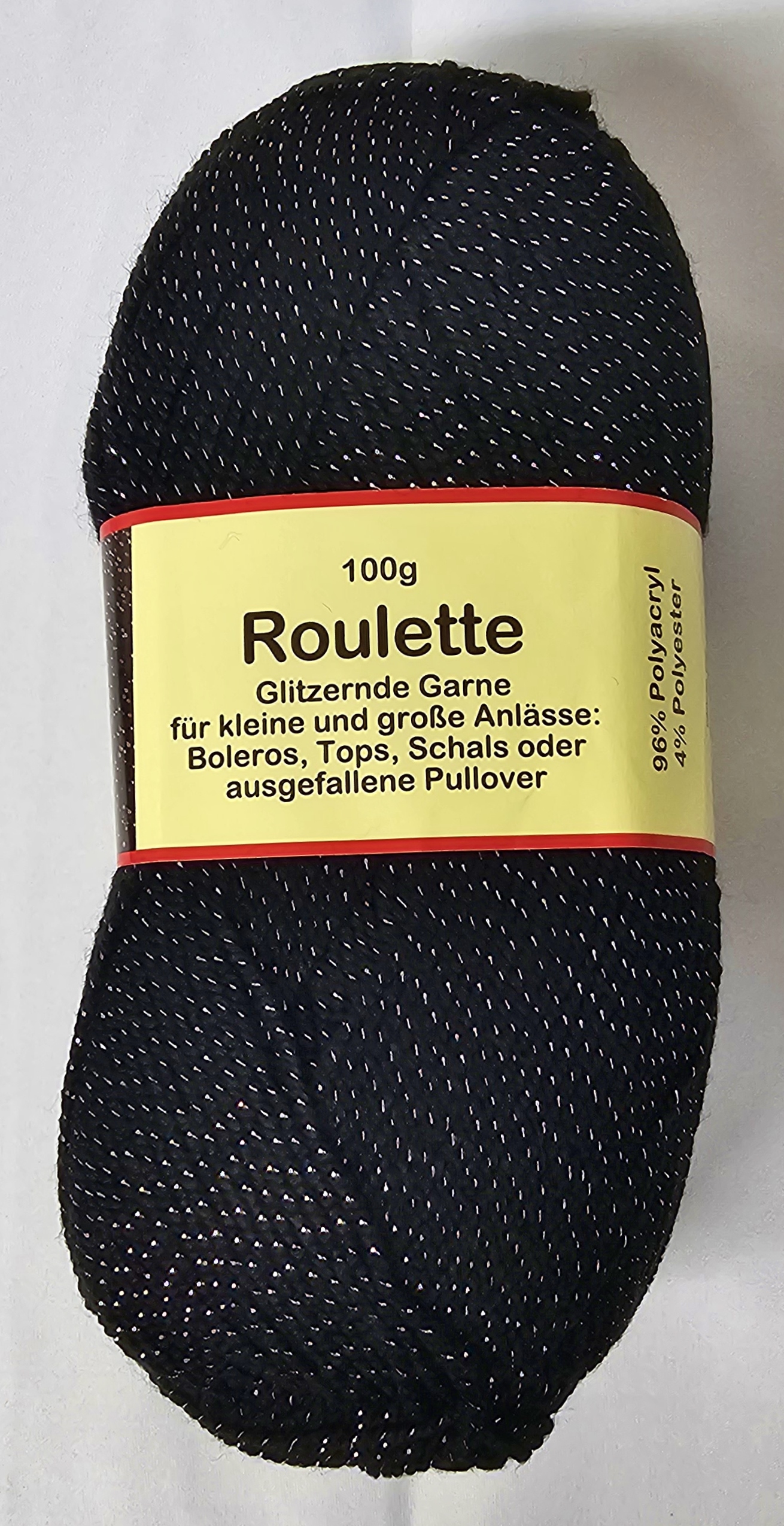 Feria Roulette, 100g Glitzergarn Fb. 390 schwarz-silber