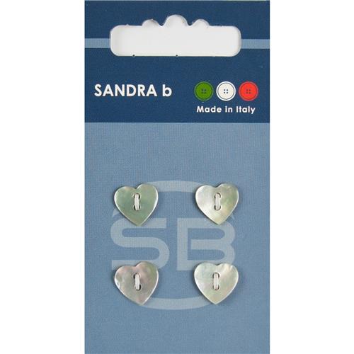 Sandra Perlmuttknöpfe Card 028 Ø 11mm 4 St. pro Karte Herz