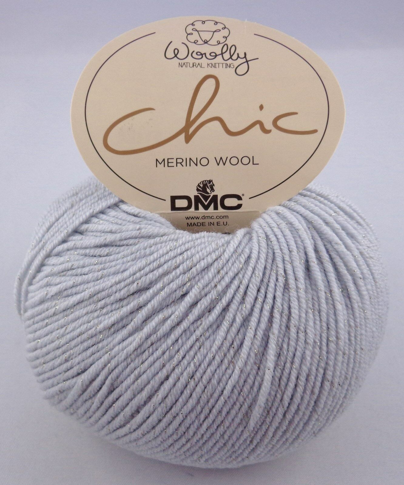 DMC Woolly Natural Knitting Chic Merino Wool, 50g Glitzergarn