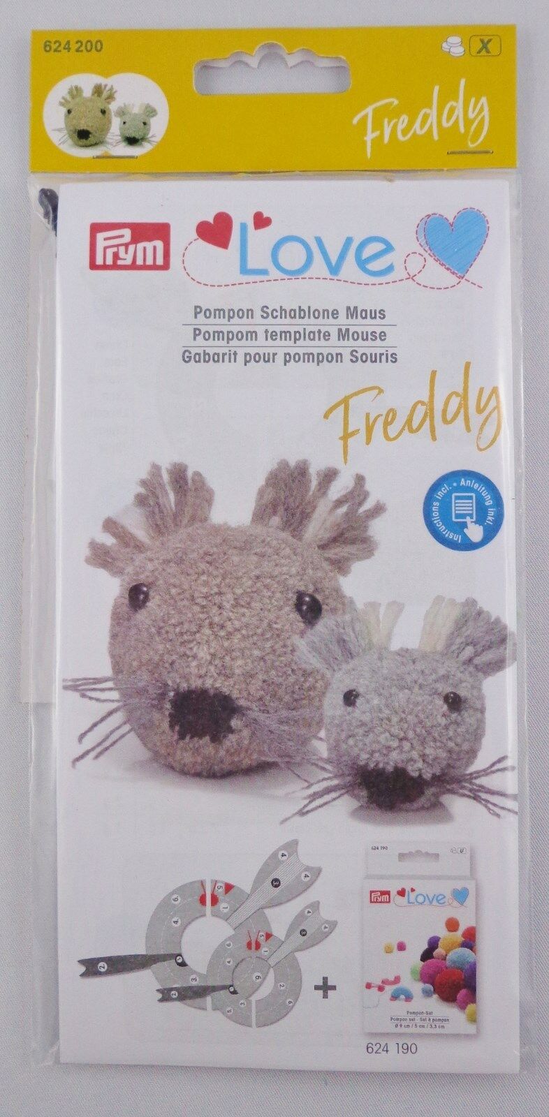 Prym Love Mini Pompon-Maker & Pompon-Schablonen für verschiedene Tiere