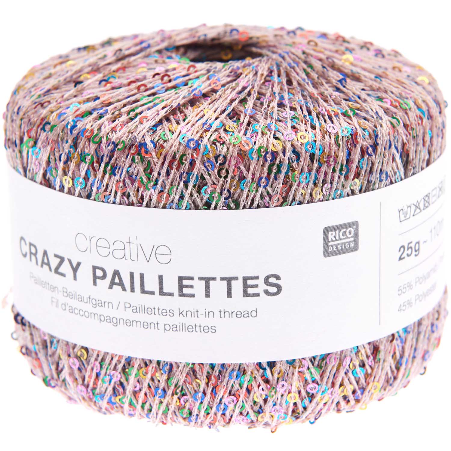 Rico Creative Crazy Paillettes, 25g Beilaufgarn mit Pailletten