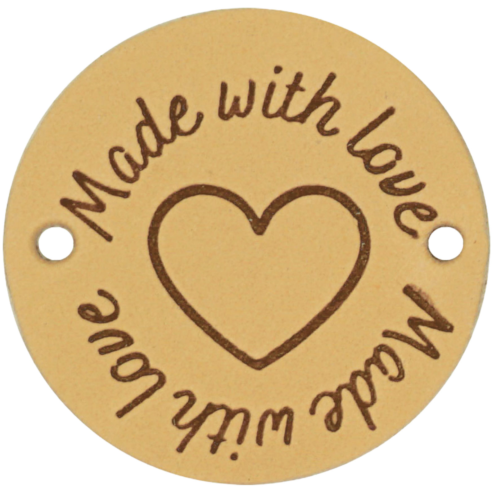 Durable "Made with love" Lederlabel rund / Ø ca. 3,5cm / 2-St.-Packung